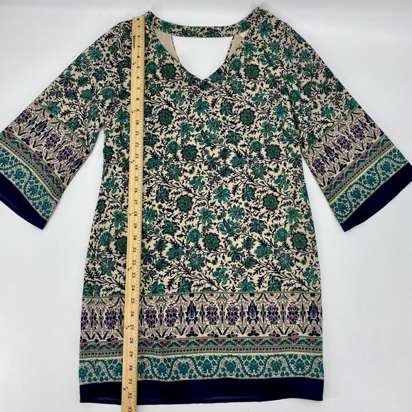 PINK OWL Floral Bell Sleeve Mini Shift Mini Dress Size S Summer Boho Festival - Picture 5 of 7